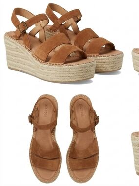 Soludos Tan Suede Espadrille Wedge Sandals